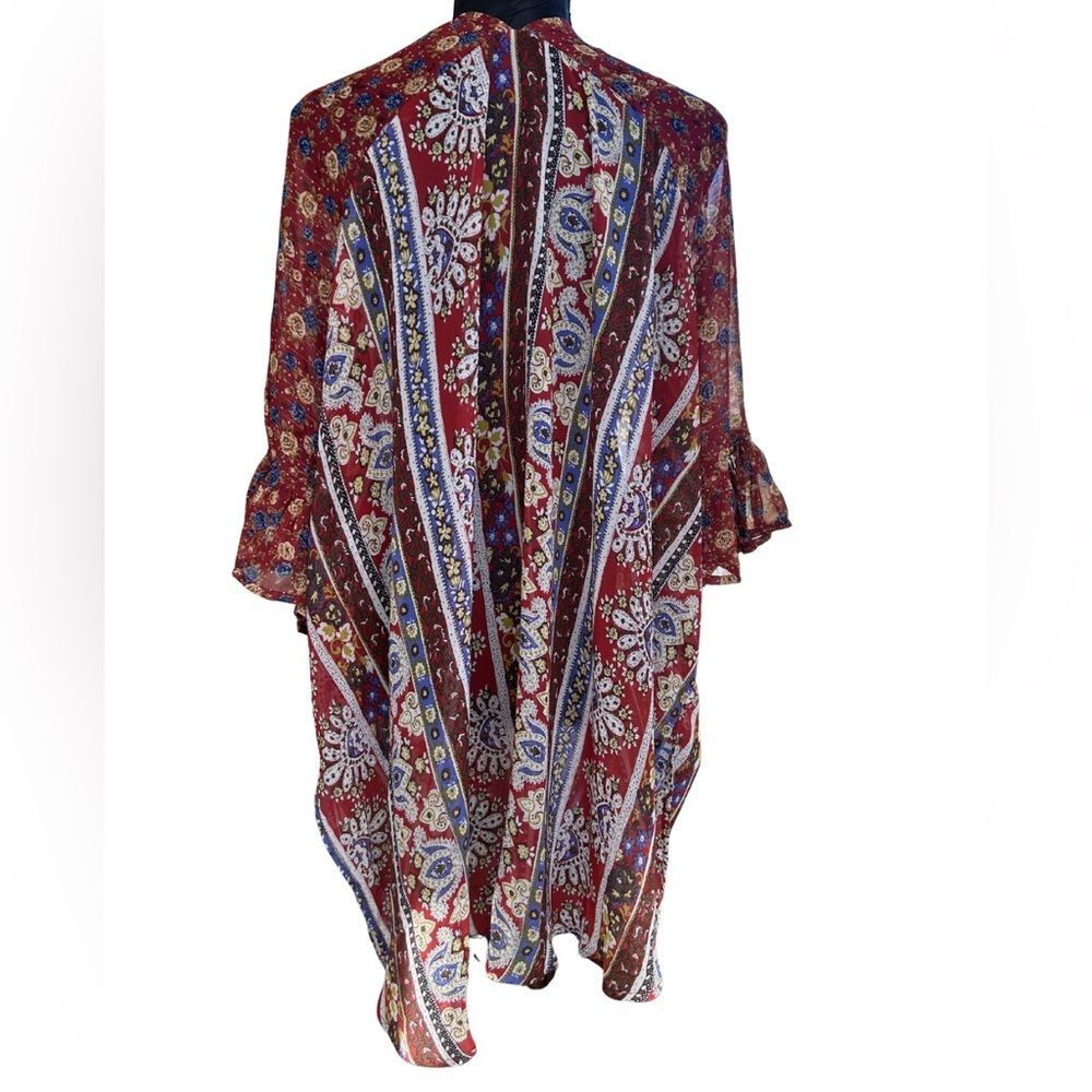 Umgee Kimono- Red Floral Ruffle - Poetcore - Picture 5 of 8